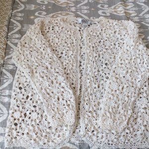 White crochet Katy D cardigan with tiny pearls 18/20